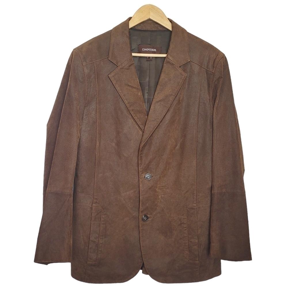 Danier Leather 3 Button Blazer Jacket Brown